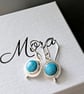 Sterling silver and blue enamel round dangle earrings - Image 2