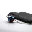 lampwork glass red and silver sphere pendant necklace