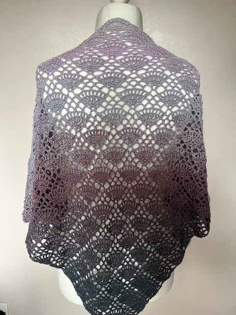 Ladies Grey, Lilac and Teal Crochet Shawl, Birthday Gift Idea