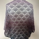 Ladies Grey, Lilac and Teal Crochet Shawl, Birthday Gift Idea