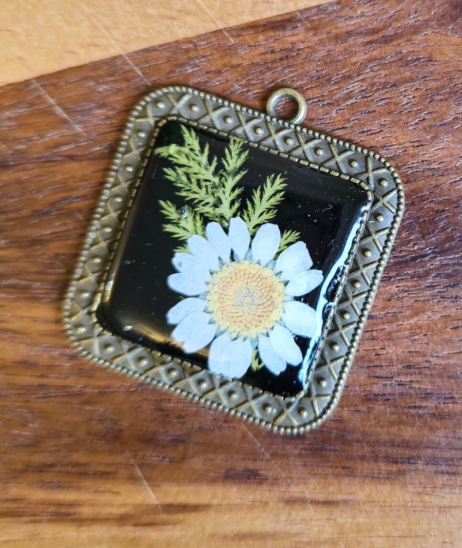 Resin Pendant with Real Dried Flowers (No Chain)