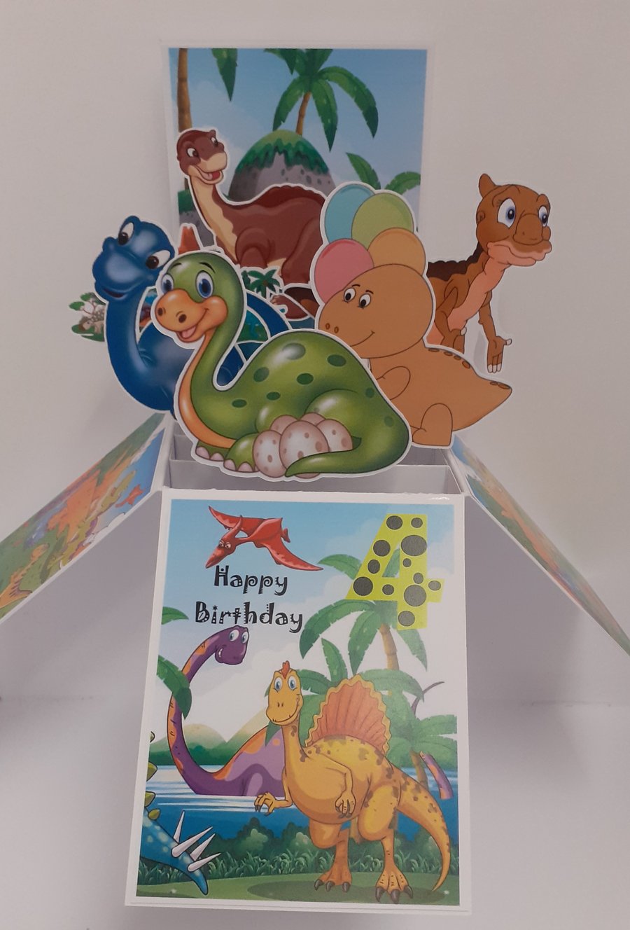 4th Birthday Card with Dinosaurs