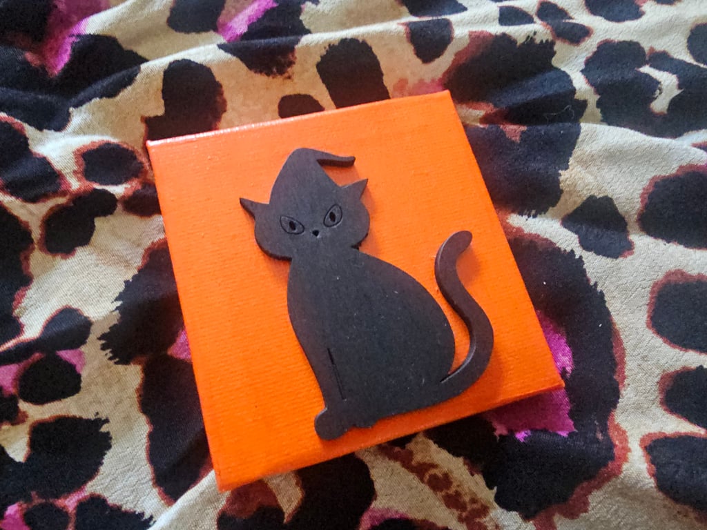 Mini Spooky Cat Wood & Canvas