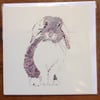Pink bunny blank greetings card