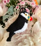 Puffin bird hand knit tree decoration 