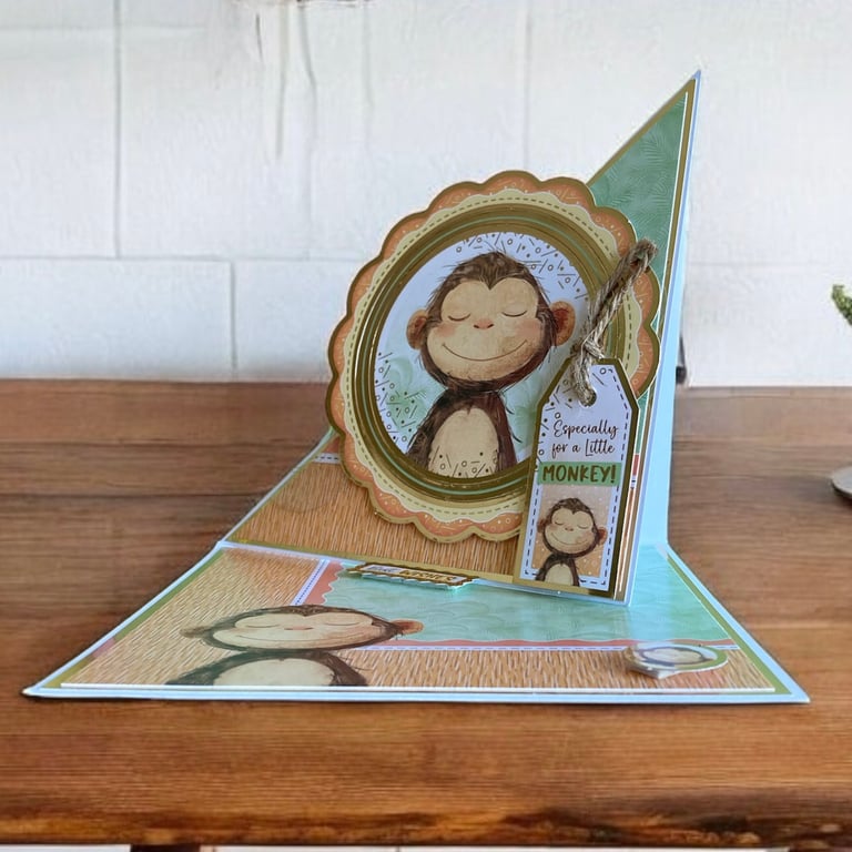 Cheeky Monkey Twisted Easel Birthday Card for a Child