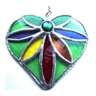 Flower Heart Rainbow Stained Glass Suncatcher 