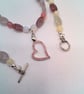 Pink Rhinestone Heart on a Pink Bead Necklace, Bracelet & Earrings, Gift for Her - Image 3