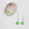 Antique Pearl Bead and Green Sea Glass Drop Earrings
