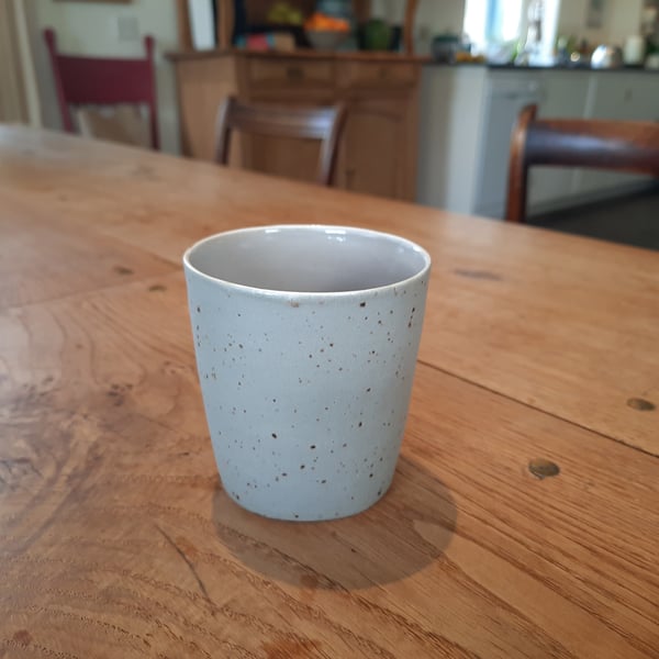  7oz Taupe grey ceramic coffee tumbler mug
