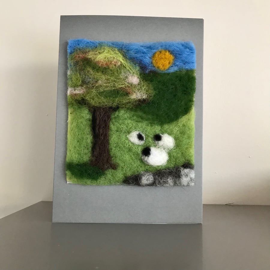 needle felted mini landscape card