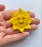 Crochet Lace Collar With Wool Felt Embroidered Smiley Sun Pendant - Image 3