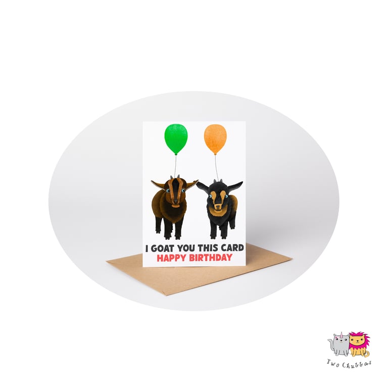 Goat Birthday Card, A6 Birthday Card, Cute Animal Birthday Card