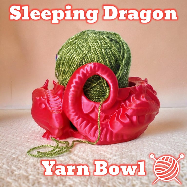 Sleeping Dragon Yarn Bowl 3D Printed Crochet & Knitting Gift for Yarn Lovers