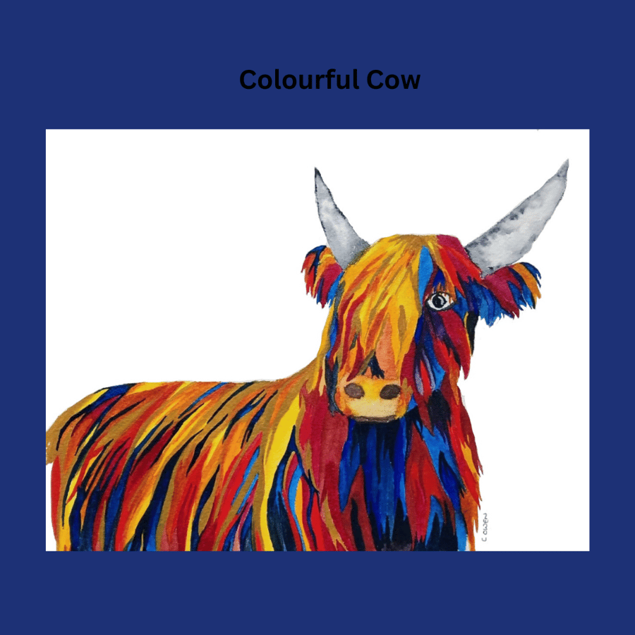 Colourful Cow Original Watercolour Painting