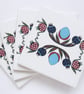 4 x Ottoman Inspired Pomegranate Pattern Ceramic Tile Coasters with Cork Backing - Image 1