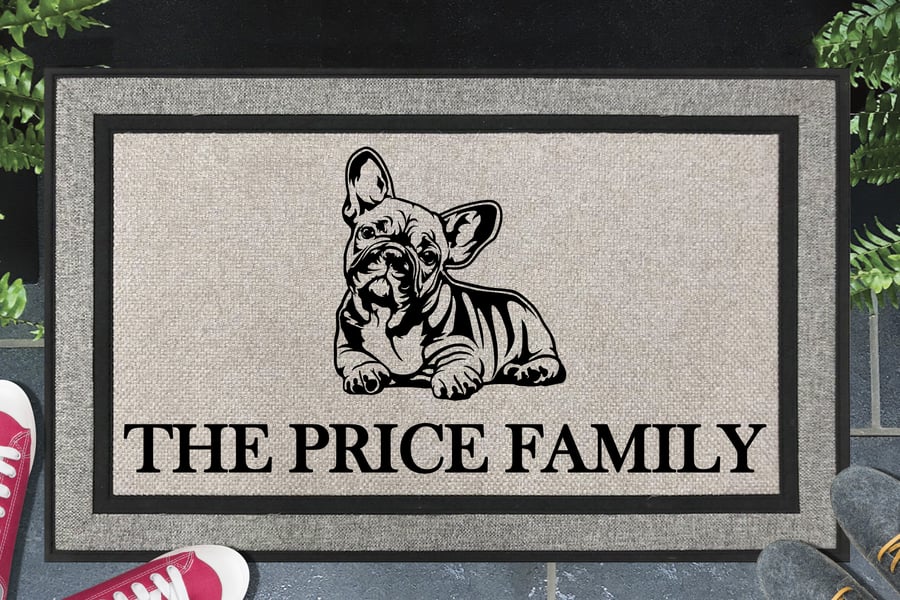 French Bulldog Door Mat No.3 - All Weather - Personalised Doormat - 45x70cm 