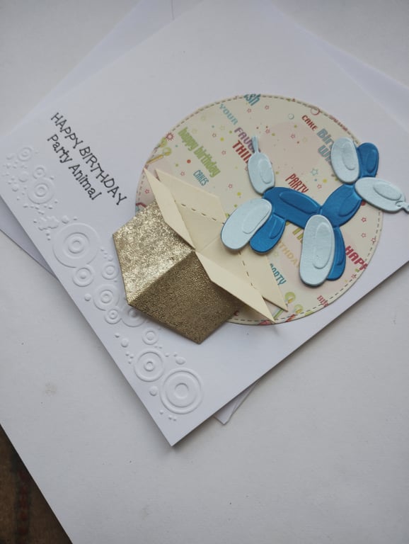 Happy Birthday Party Animal - Blue Balloon Dog