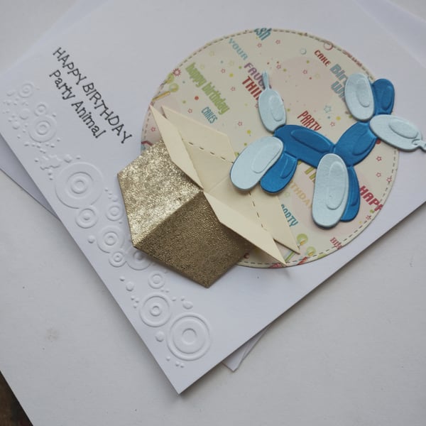 Happy Birthday Party Animal - Blue Balloon Dog