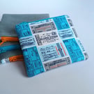Clifton Express Zipped purse with vintage travel theme - bus and train tickets