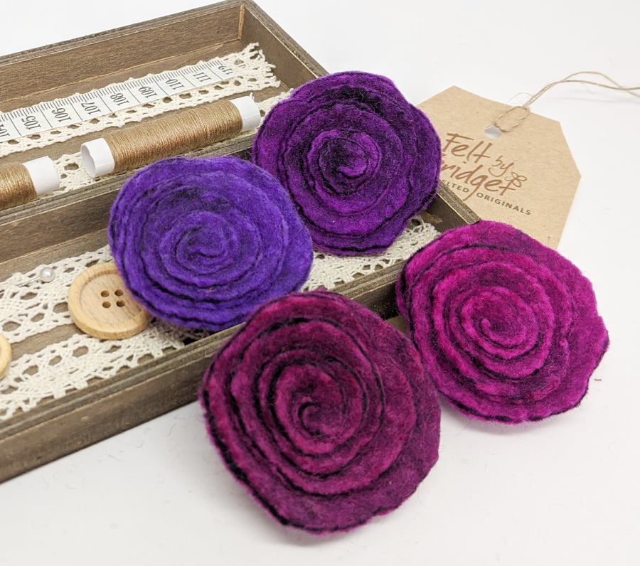 Art deco inspired rose brooch - the purple pink selection