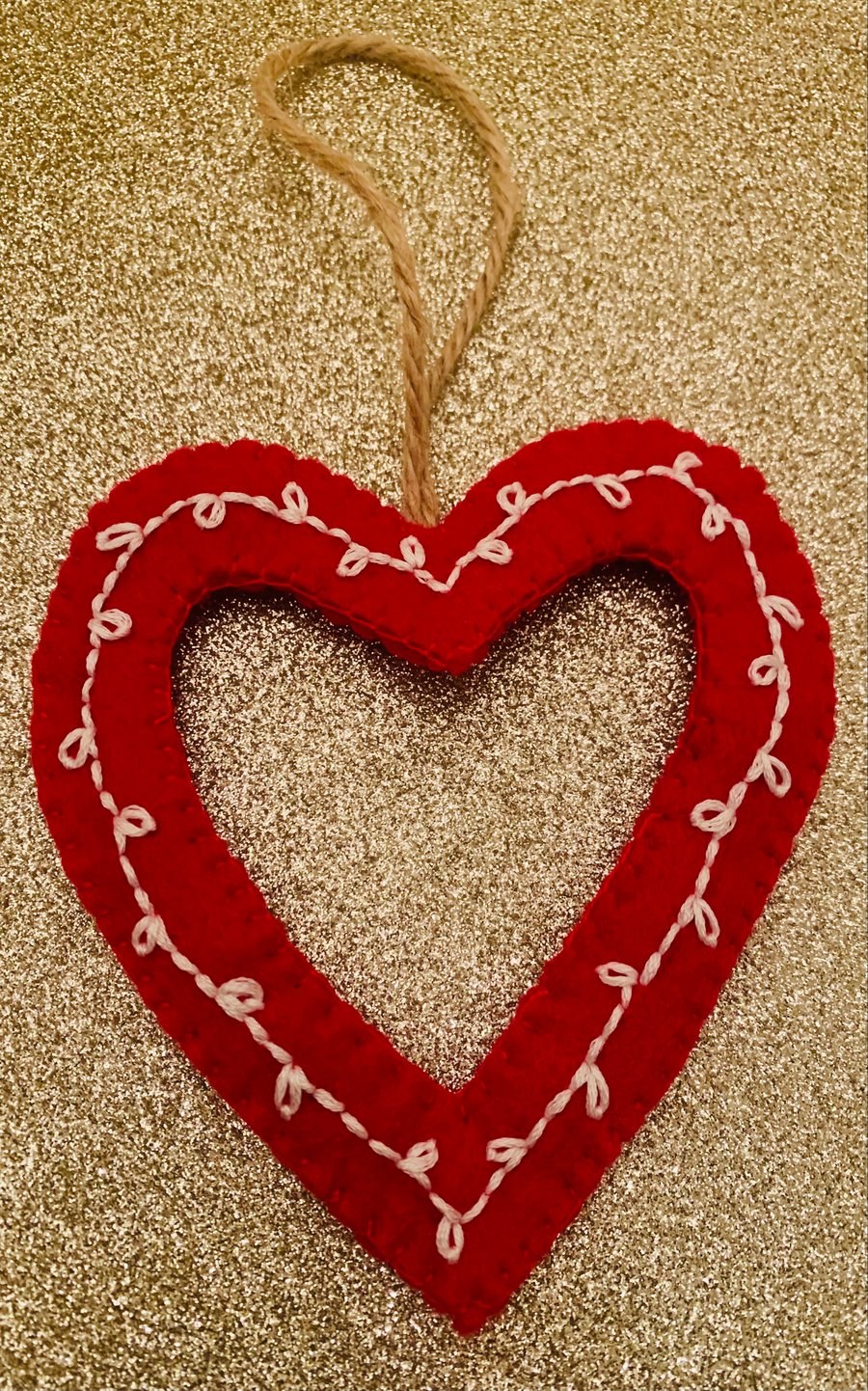 Red embroidered hanging heart