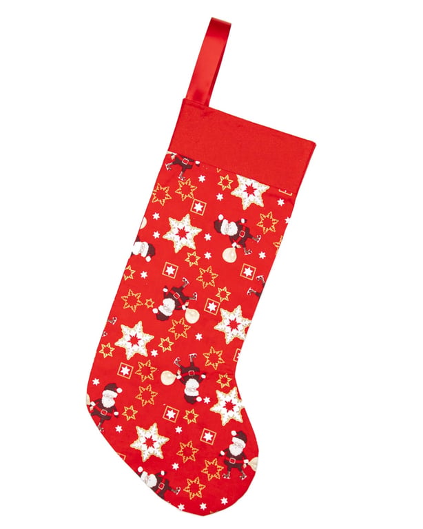 Handmade Christmas Stocking Santa-Stars Design, Green-Eco-Friendly-CST014