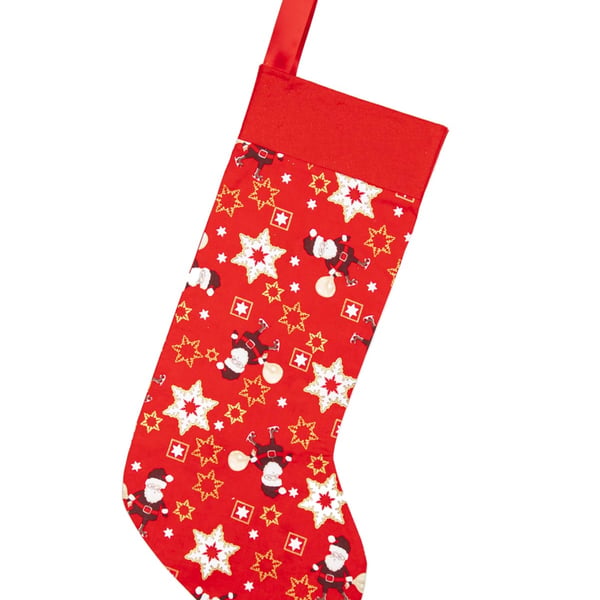 Handmade Christmas Stocking Santa-Stars Design, Green-Eco-Friendly-CST014