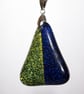 Blue & Green Triangular Pendant Necklace in Fused Glass - 1100 - Image 5