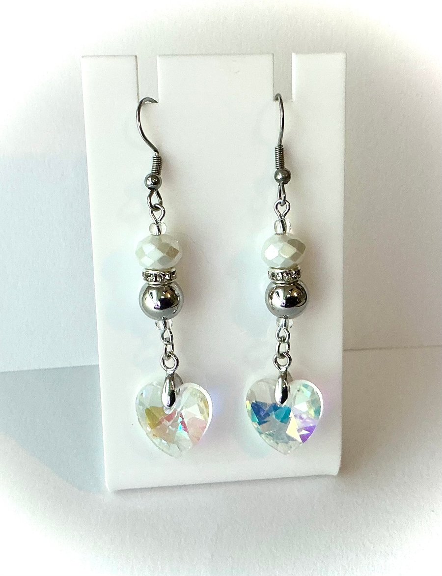 Shine & Sparkle Heart Dangly Earrings