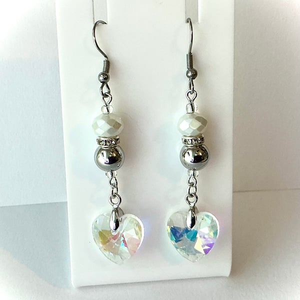 Shine & Sparkle Heart Dangly Earrings