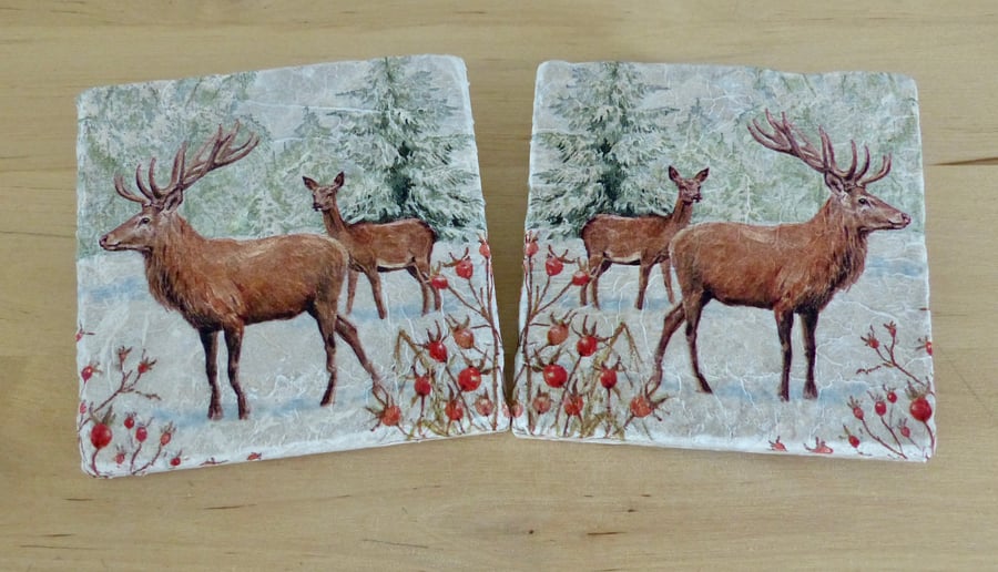 Marble 'Deer' Coasters