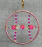 Pink Upcycled Bangle Window Decoration-Suncatcher with Pink and Clear Beads - Image 4