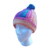 Small multicolored crocheted bobble hat