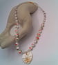 Ceramic Bead and Crystal Necklace with a Double Sided Heart Pendant and Earrings - Image 2