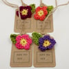Reserved for Sarah. Four Crochet Flower Tags