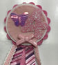 Birthday badge-Rosette - Smaller design - pretty pink - butterfly - Image 1