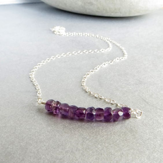 Amethyst and sterling silver necklace, February birthstone