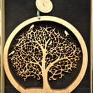 Tree of Life with Golden Birds - Small Wooden wall hanging
