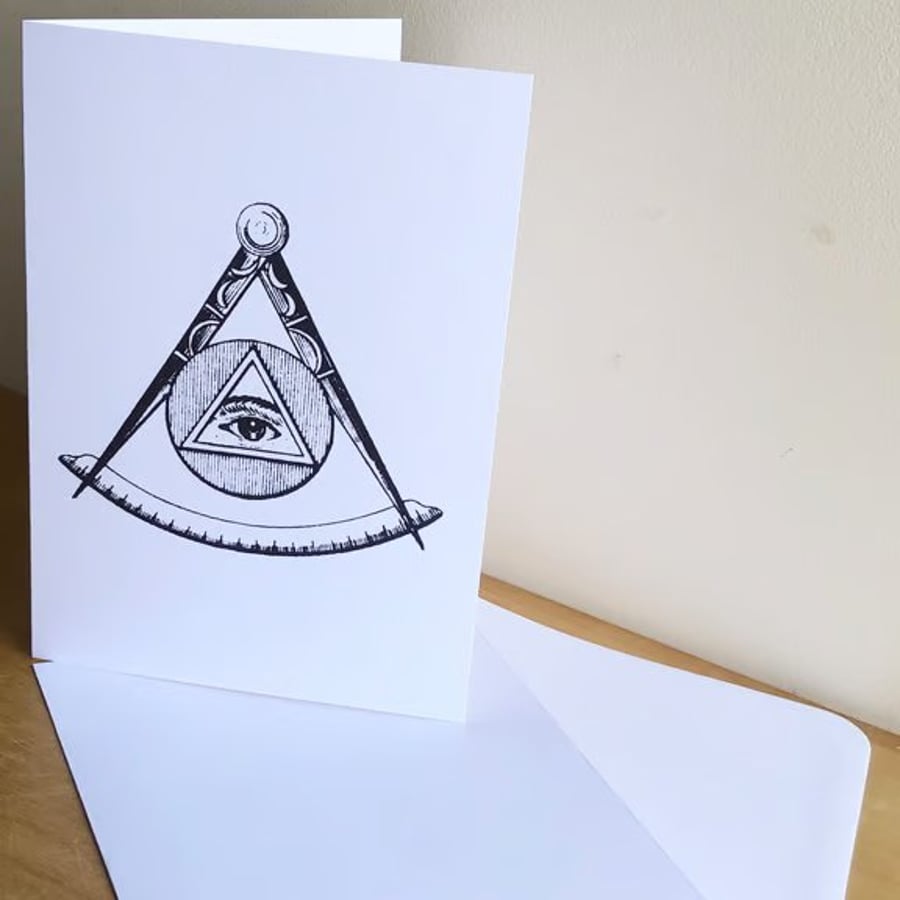 All Seeing Eye - Masonic - Single or Pack of Six Greeting Cards with Envelopes