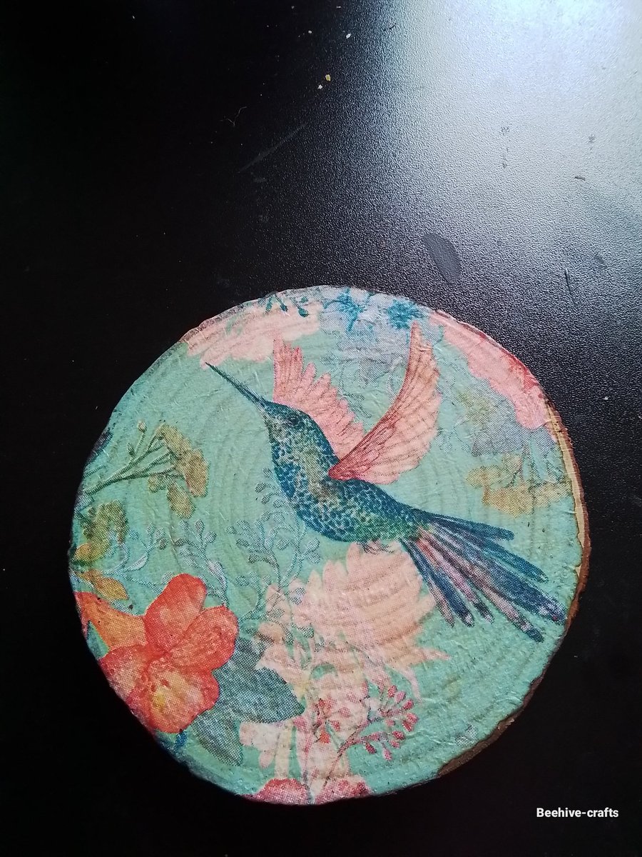 Woodslice decoupage coaster 