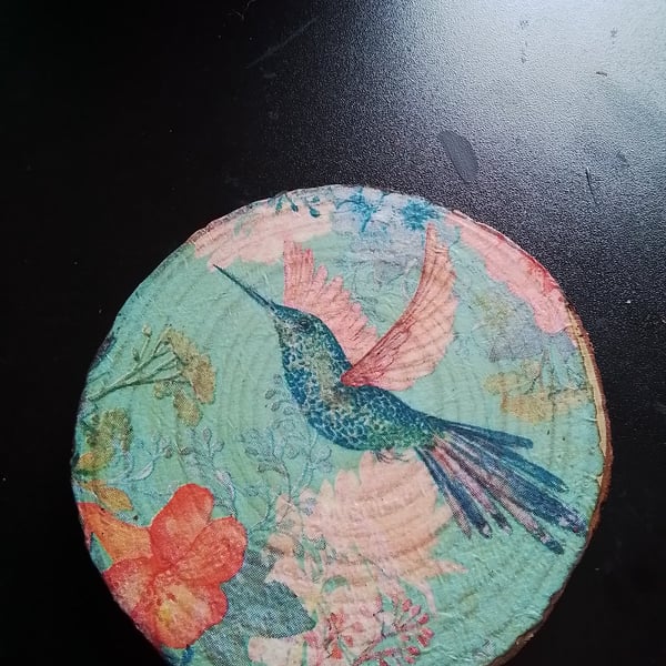 Woodslice decoupage coaster 