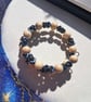 Beige Bead and Black Haematite Memory Wire Bracelet - Image 4