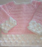 Pink and white Aran cardigan for 18 month old little girl  - Image 2