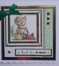 Thank You Card Teddy Bear Thank You So Much Mowing the Lawn - Image 1