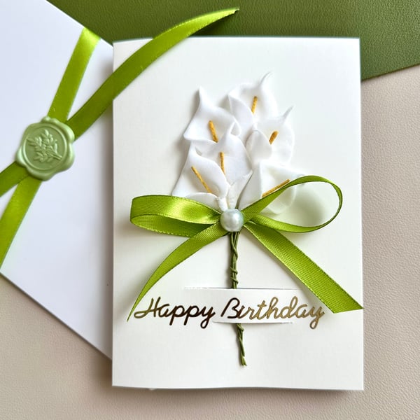 Elegant lily bouquet birthday card romantic wife floral keepsake gift for mum