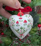 Toadstool ceramic heart Christmas bauble - Image 2