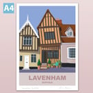 Lavenham poster, Suffolk, retro style travel print A4