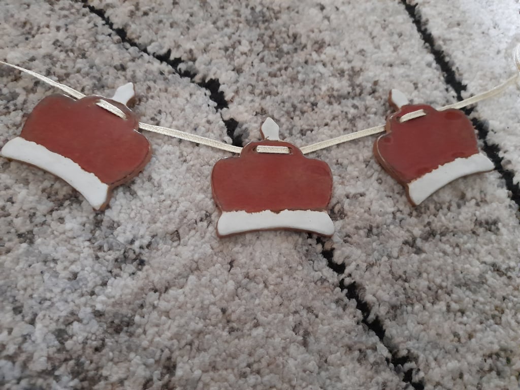 Handmade ceramic red & white crown jubilee hanging decoration