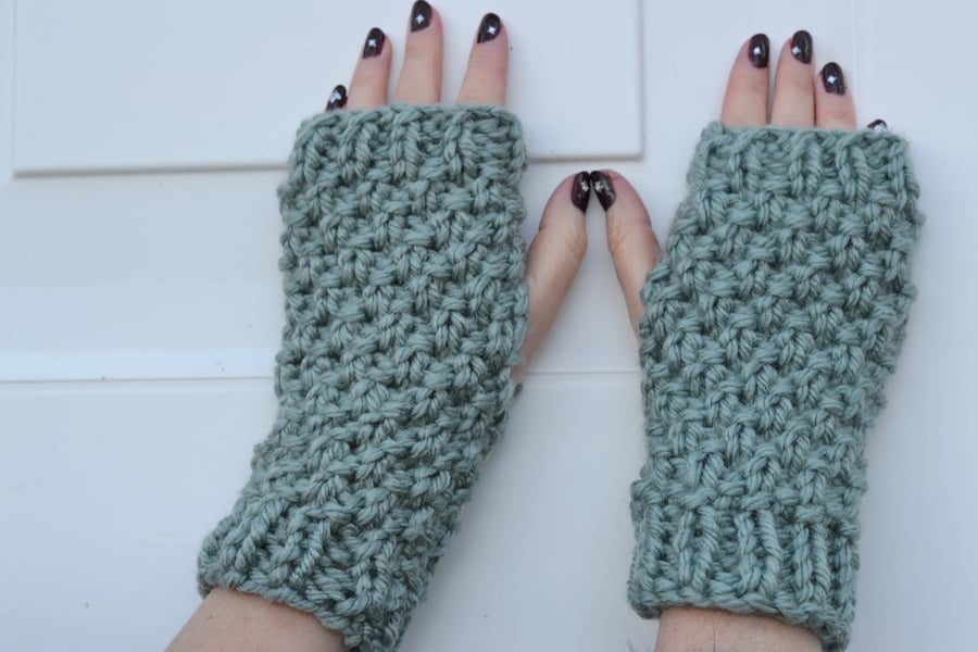 Knitted Super Chunky Warm Fingerless Gloves, Hand Warmers